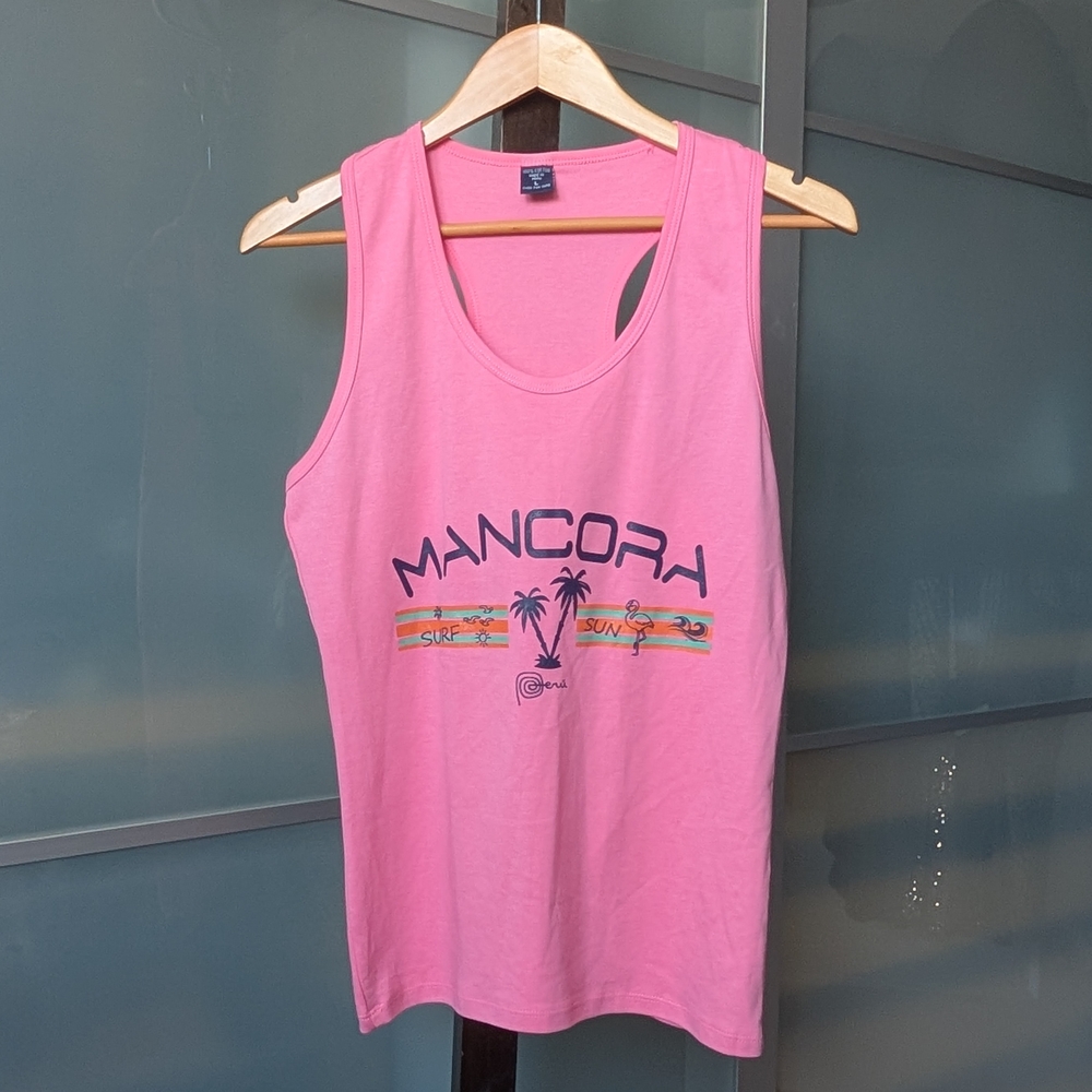 Pink Surf & Sun Beach Scoop Neck Tank Top From Peru - Large